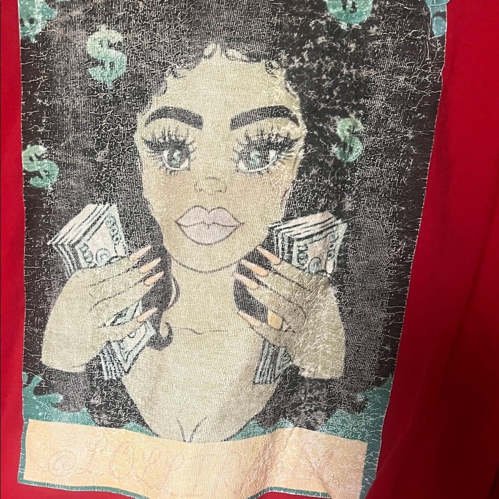Gildan Red Long Sleeve Tee with Graphic Print size L